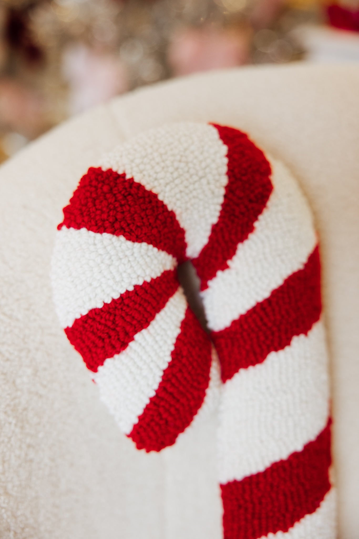 Shaped Candy Cane Hook Pillow
